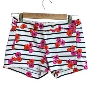 J Crew Floral Striped Shorts Cotton Spandex Stretch Size 00 NEW
